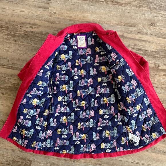 Mini Boden Girls Red Wool Coat with Quilted House Lining Size 11–12 Years Fall - Picture 4 of 10